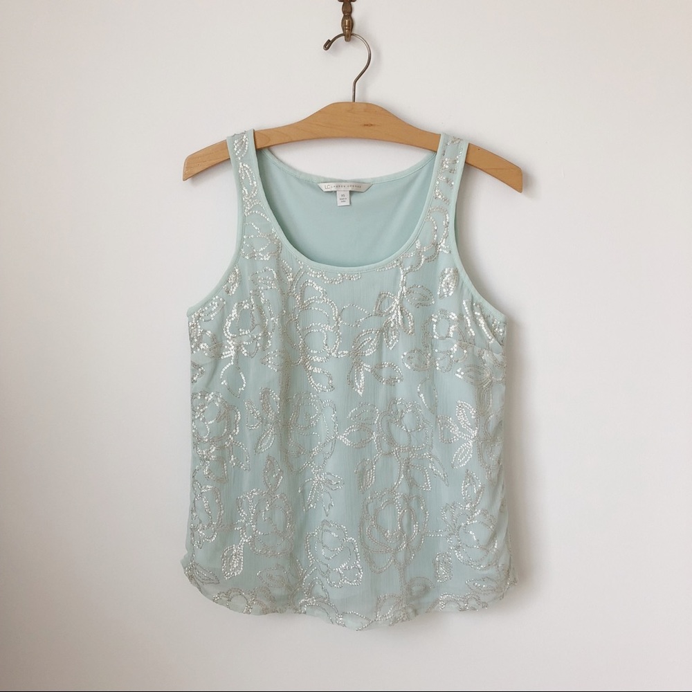 LC Lauren Conrad Mint Green Sequin Tank Top